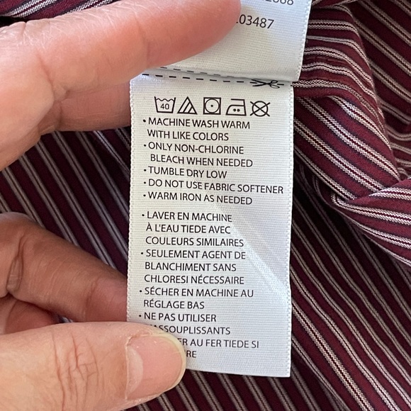 Oak Hill Men's Button Down Shirt Size 3XL Maroon & White Pinstripe Wrinkle Free - Picture 10 of 13
